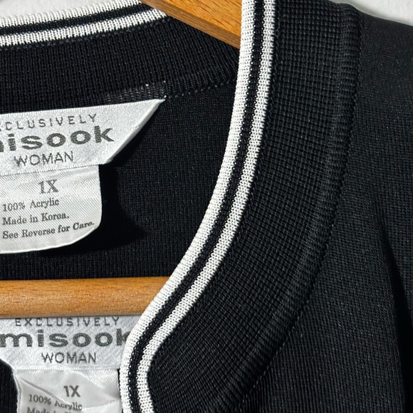 Exclusively Misook  classic Black Long Sleeve Open Front Cardigan Set Womens 1X - Picture 7 of 12